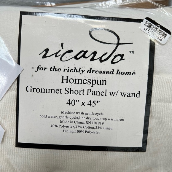 Ricardo Homespun Grommet Short Curtain Panel With Wand 40” x 45” - Picture 3 of 3